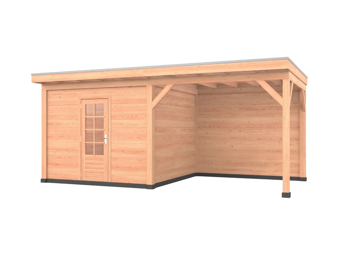 Douglas overkapping, 600 x 350, met schuur en achterwand, Westwood Comfort - Afbeelding 1